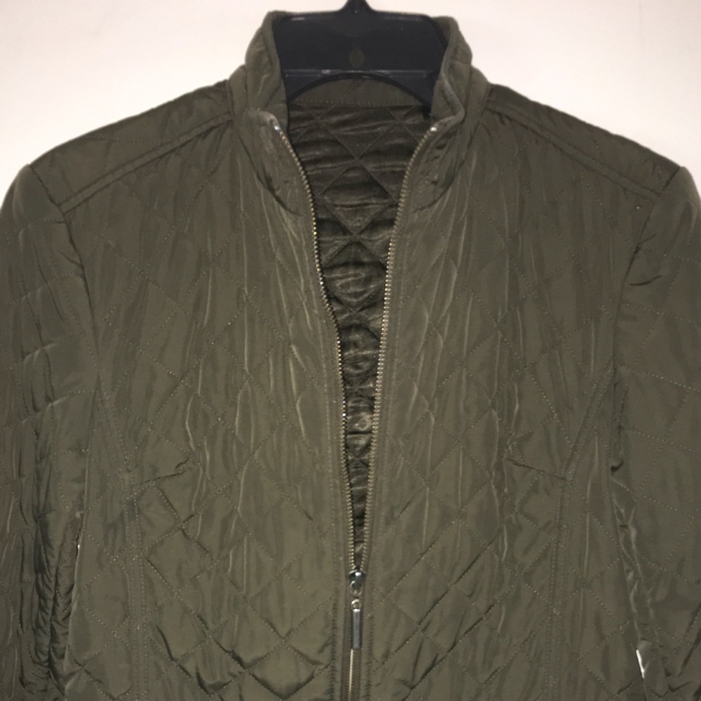 Green Quilted DANA BUCHMAN Army Green Jacket Coat Women's Size XS XSmall